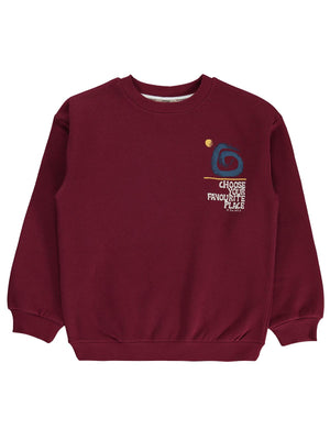 Silversun OCEAN Baskılı 8-13 Yaş Sweatshirt - Bordo