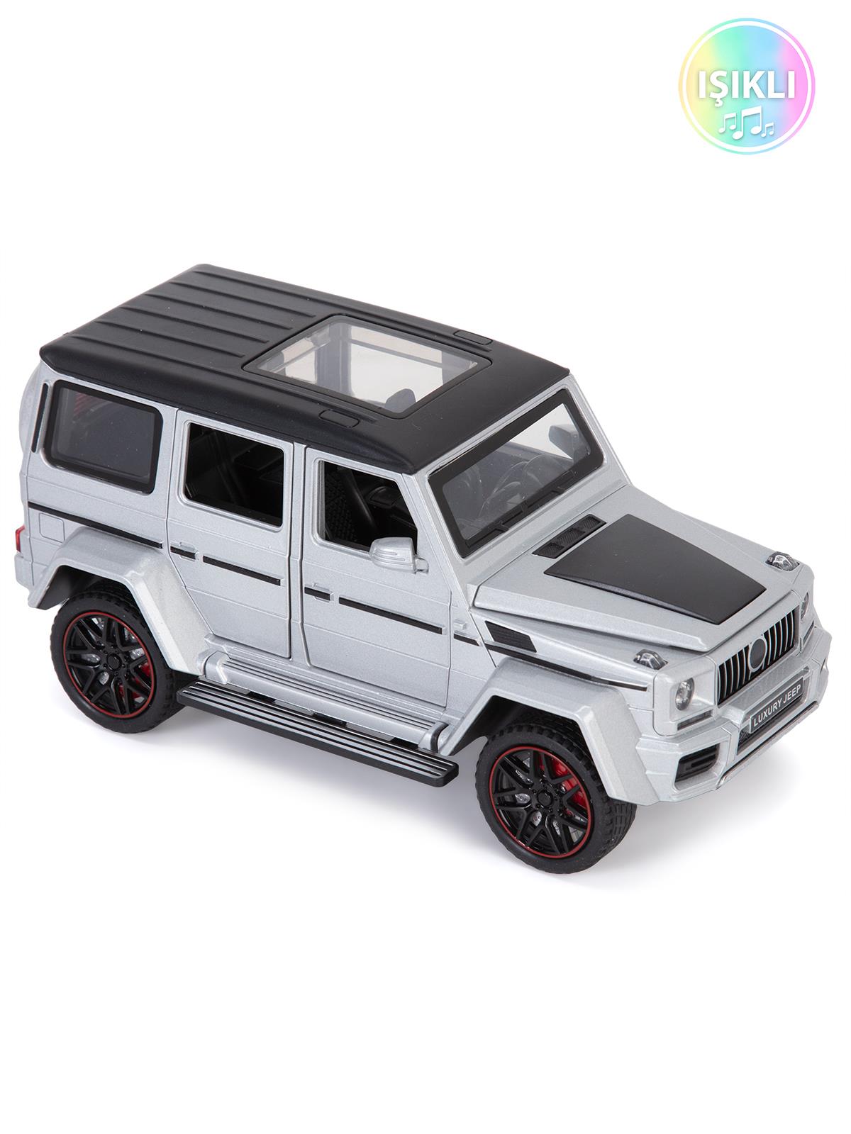Vardem Kutulu Çek Bırak 1:24 Işıklı ve Sesli Kapıları Açılan G Jeep - Gri