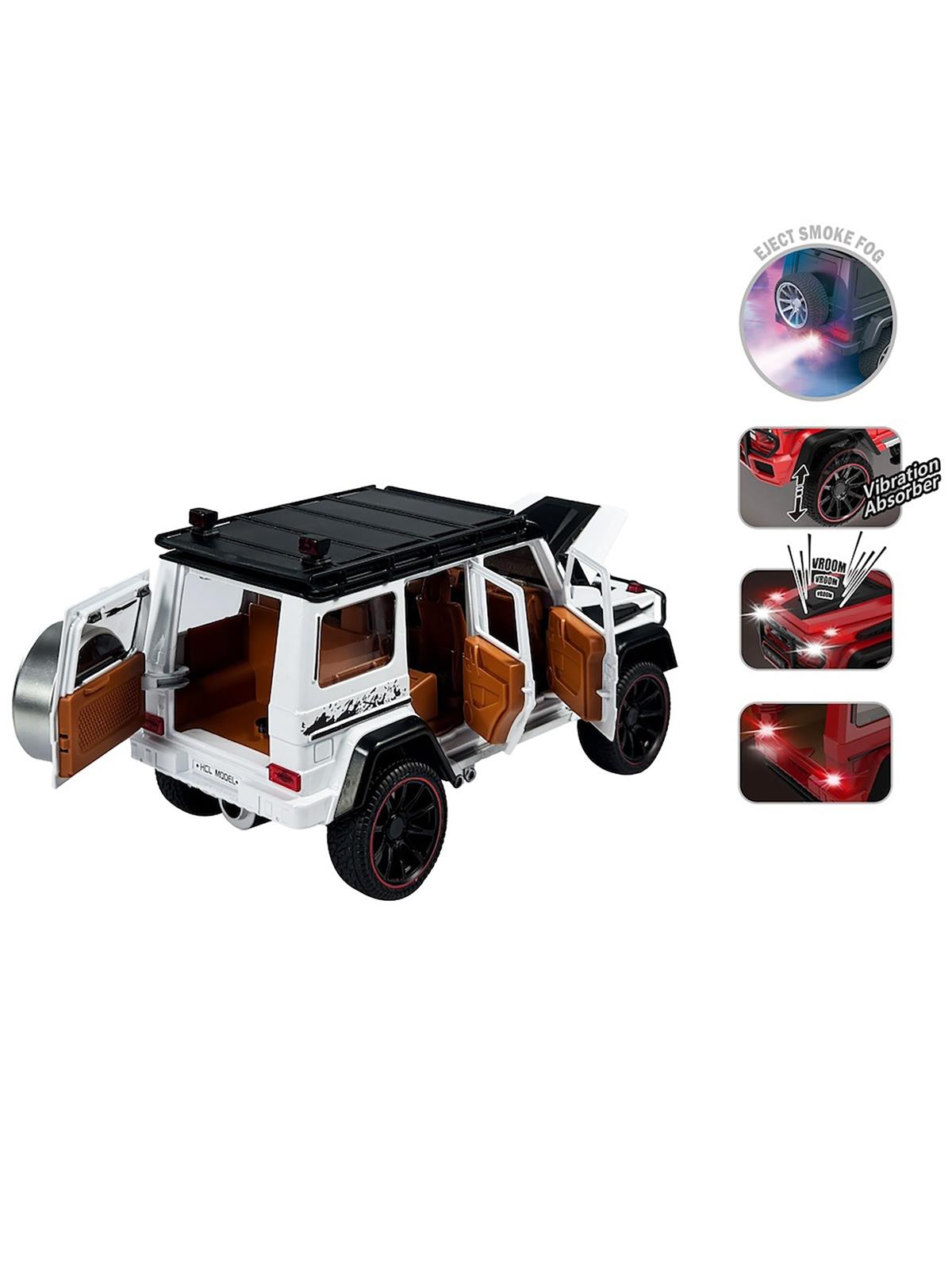 Vardem Kutulu Çek Bırak 1:22 Sesli ve Işıklı Buhar Çıkartan Metal Jeep - Beyaz