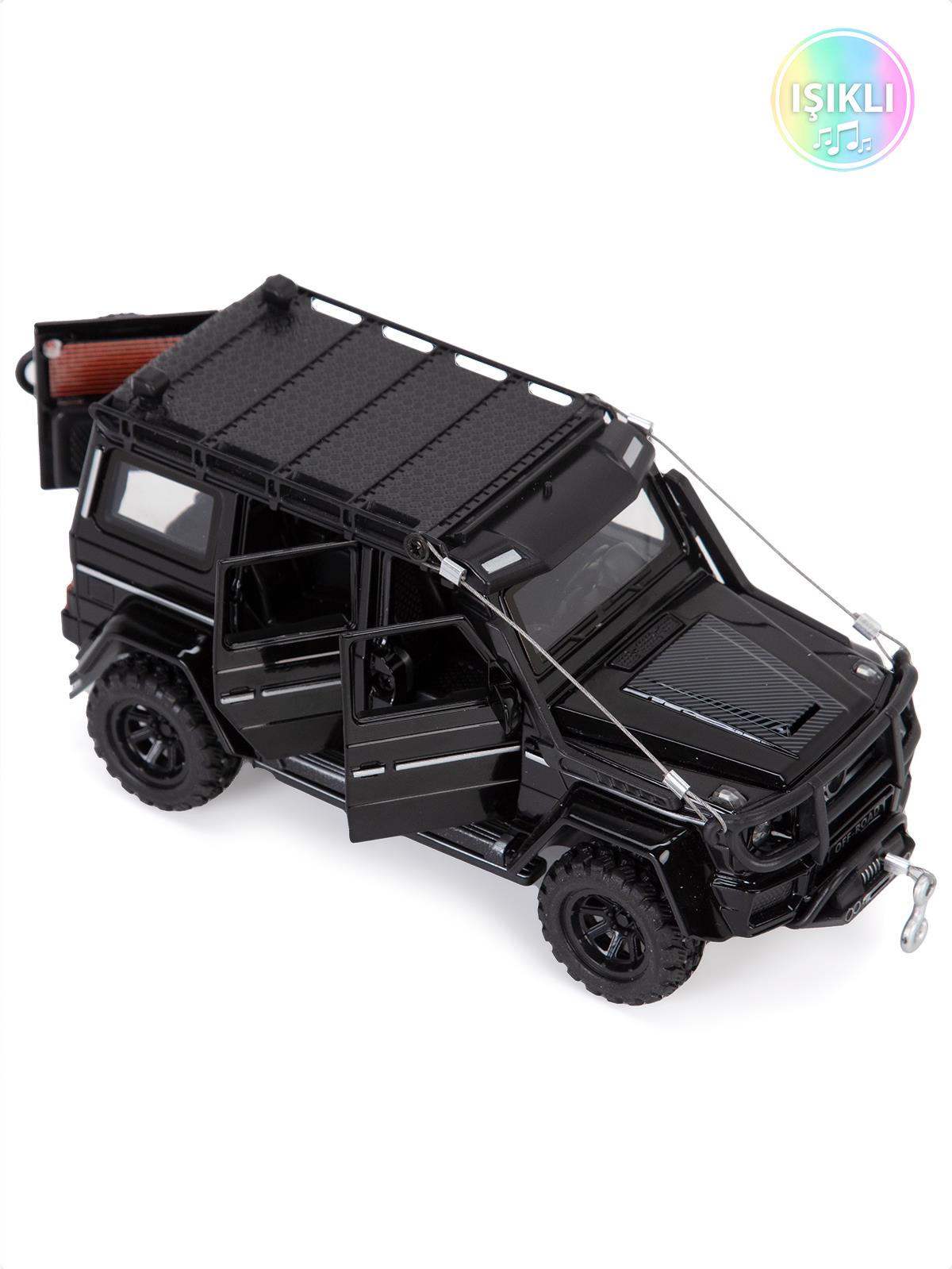 Vardem Kutulu 1:32 Çek Bırak Işıklı ve Sesli Off Road Metal Jeep - Siyah