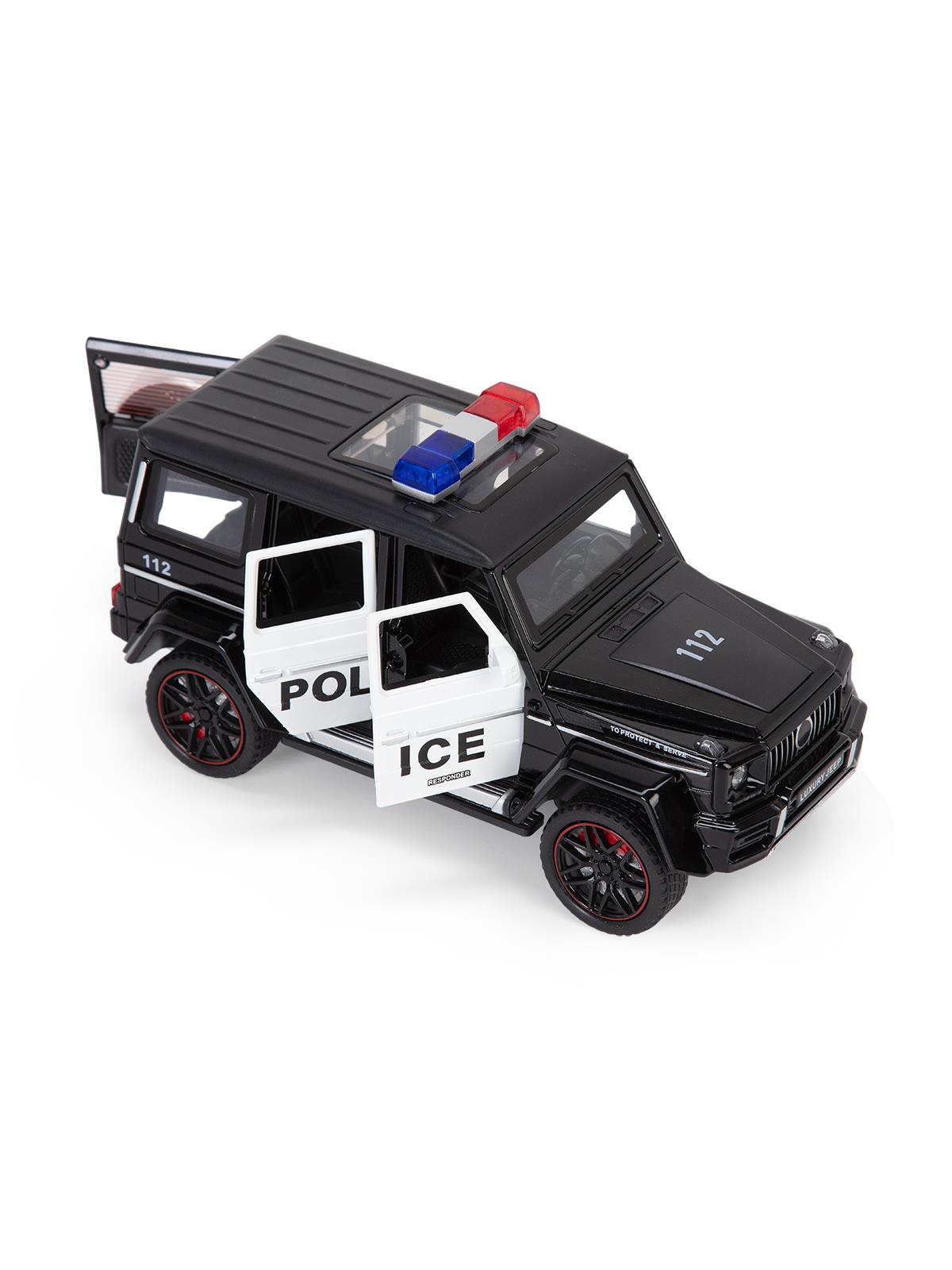 Vardem Kutulu Çek Bırak 1:24 Işıklı ve Sesli Model Metal Polis Jeep - Siyah