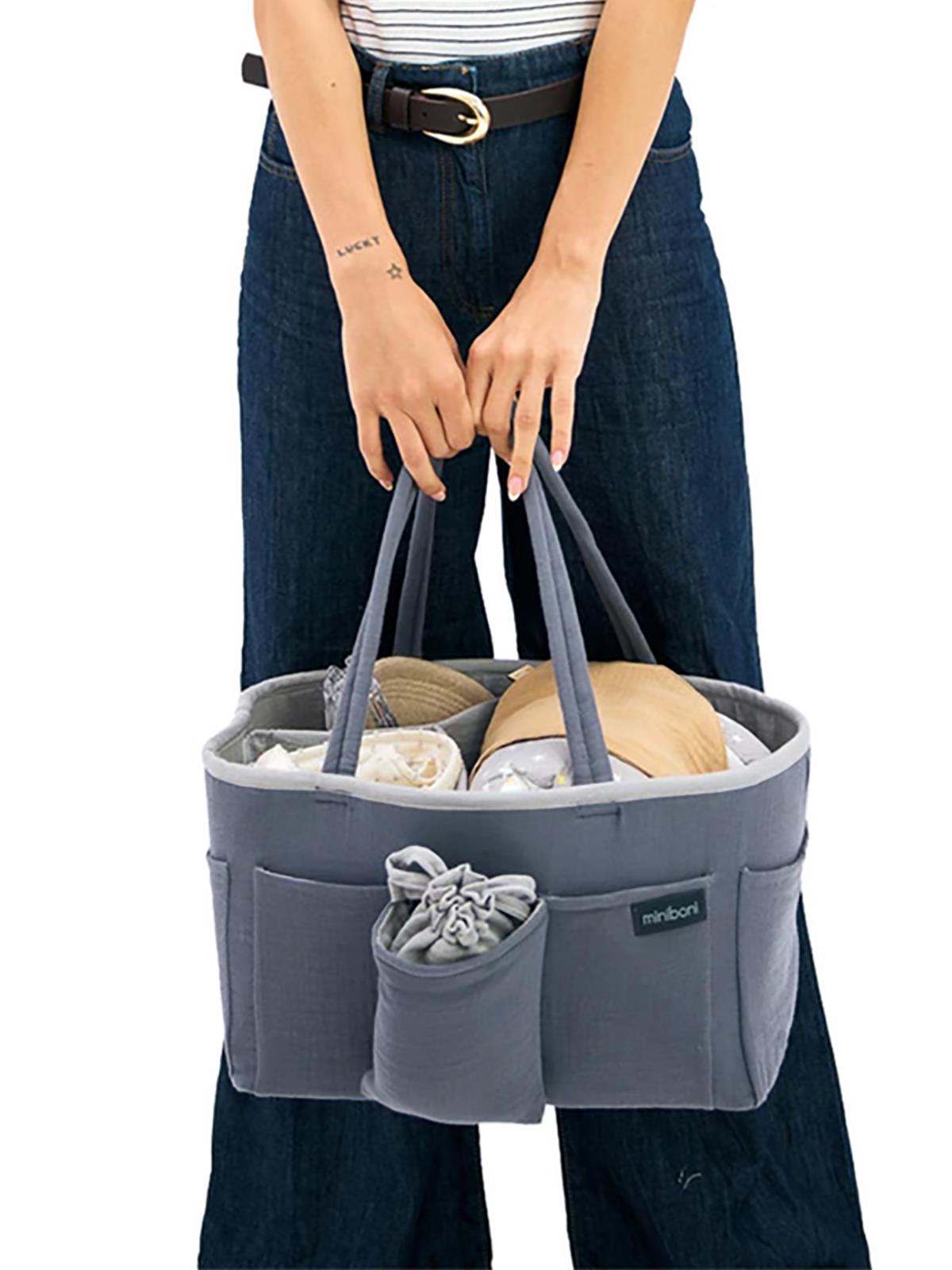 Miniboni Müslin Anne Organizer Çanta - Gri