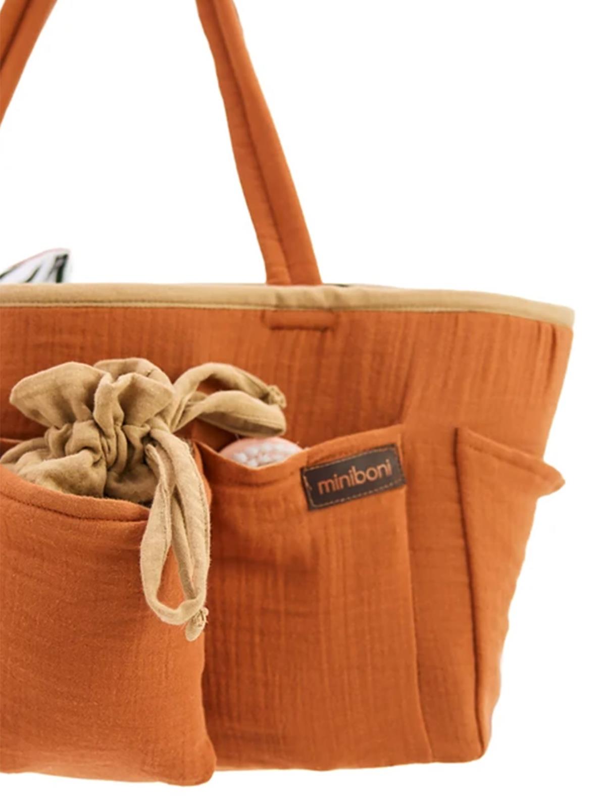 Miniboni Müslin Anne Organizer Çanta - Turuncu