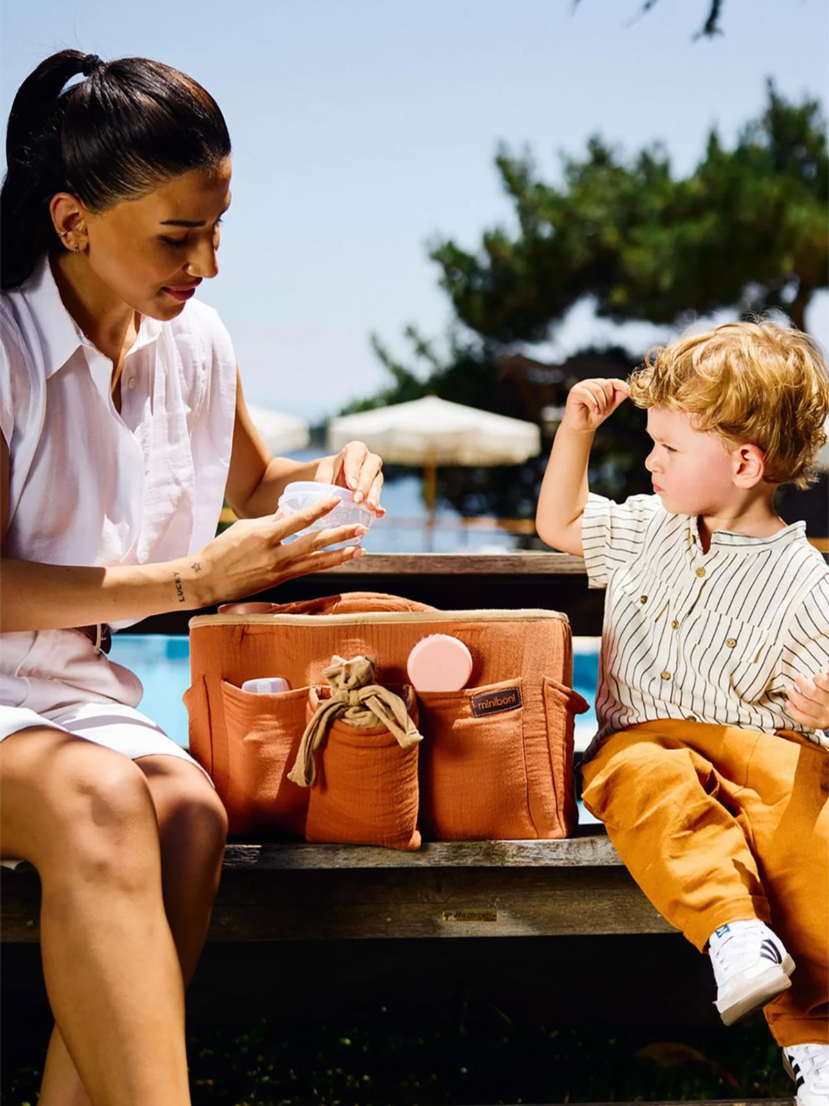 Miniboni Müslin Anne Organizer Çanta - Turuncu