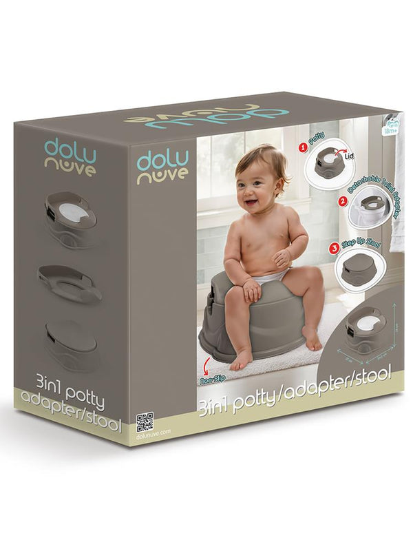 Dolu Nuve 3 in 1 Lazımlık Adaptör Basamak - Gri
