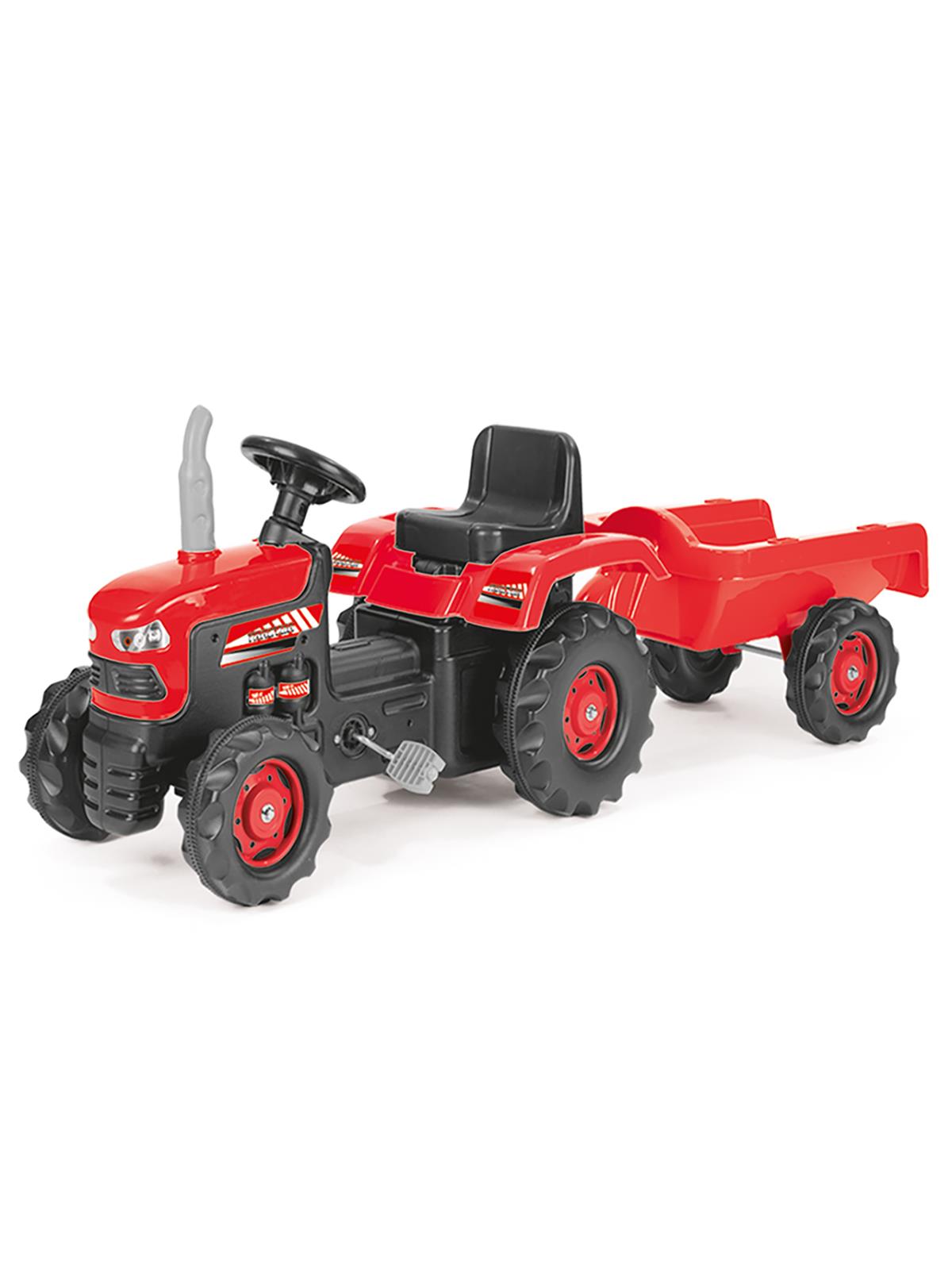 Dolu Oyuncak Romorklu Traktor Pedallı - Kırmızı