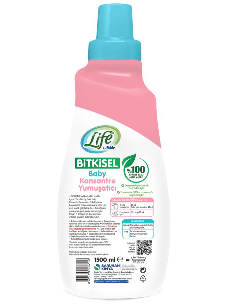 Life by Fakir Baby %100 Bitkisel Konsantre Yumuşatıcı 1500 ml (60 yıkama)