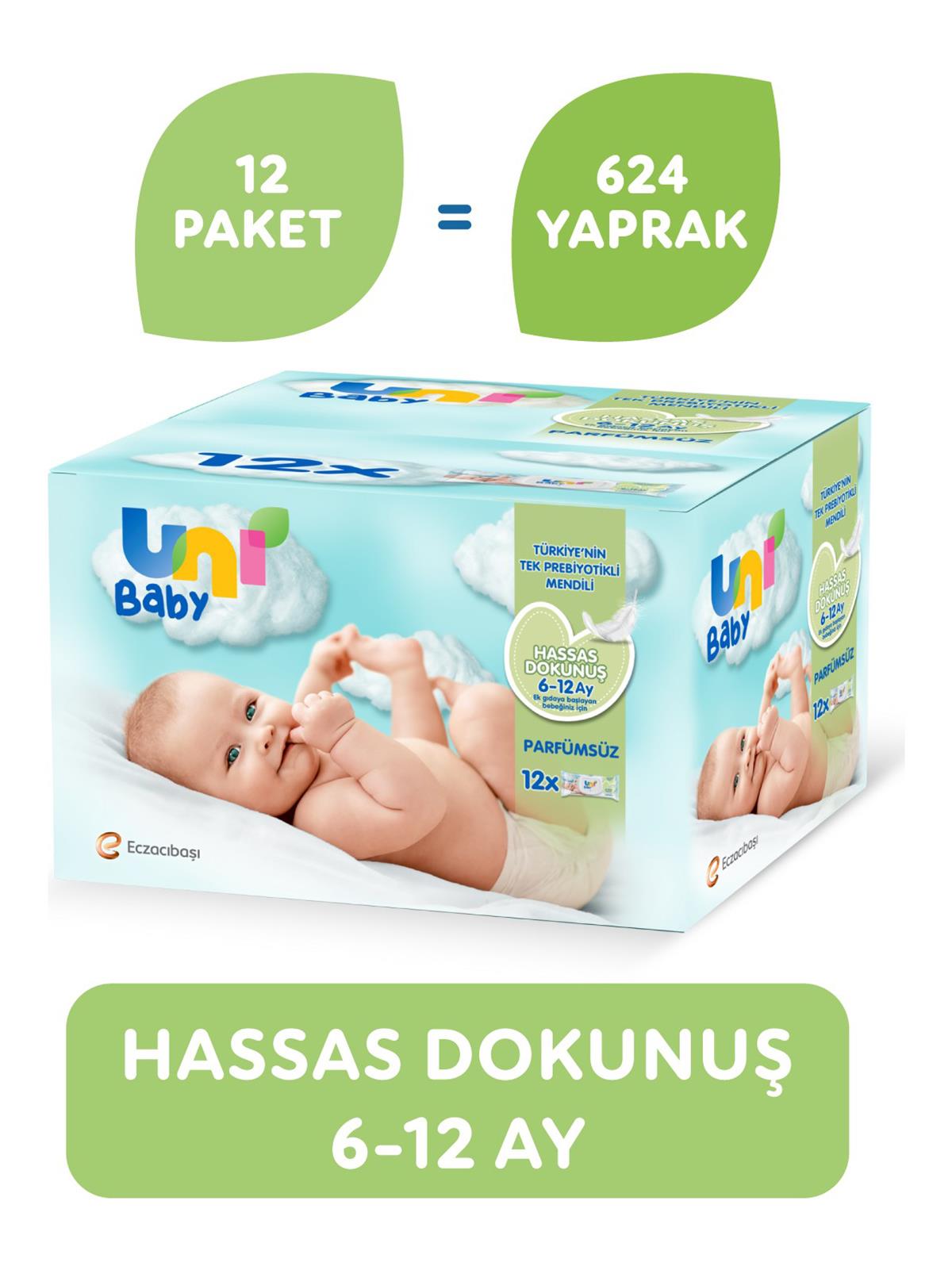 Uni Baby Hassas Dokunuş Islak Mendil 12x52 Adet