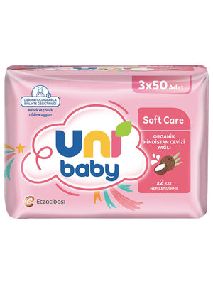 Uni Baby Soft Care Hindistan Cevizi Yağlı Islak Mendil 3X50
