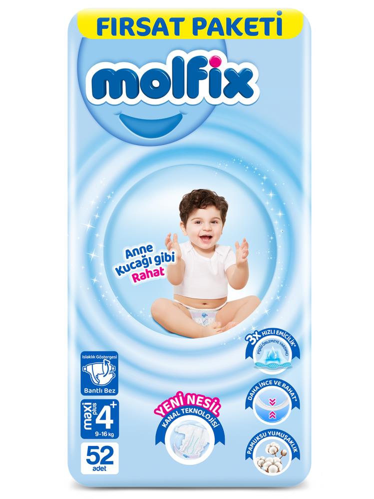 Molfix Bebek Bezi 4+ Beden Maxi Plus Fırsat Paketi 52 Adet