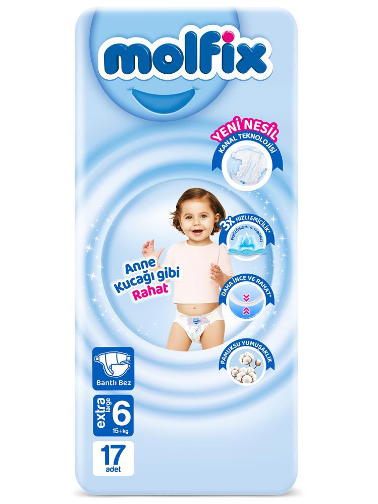 Molfix Bebek Bezi 6 Numara Extra Large 17 li 15+ Kg