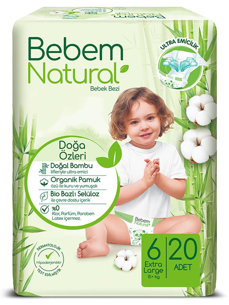 Bebem Natural Bebek Bezi 6 Beden Ekstra Large 20 Adet