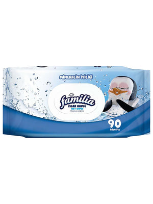 Familia Islak Havlu Mendil Mineralin İyiliği 90 Yaprak Plastik Kapaklı Tekli Paket