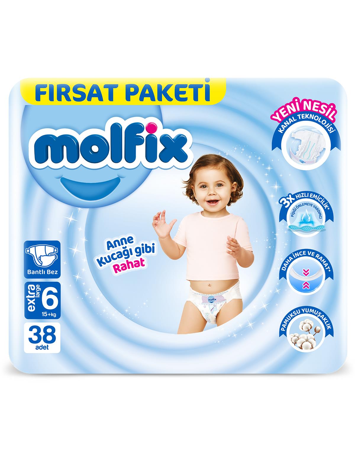 Molfix Bebek Bezi 6 Beden Ekstra Large Fırsat Paketi 38 Adet