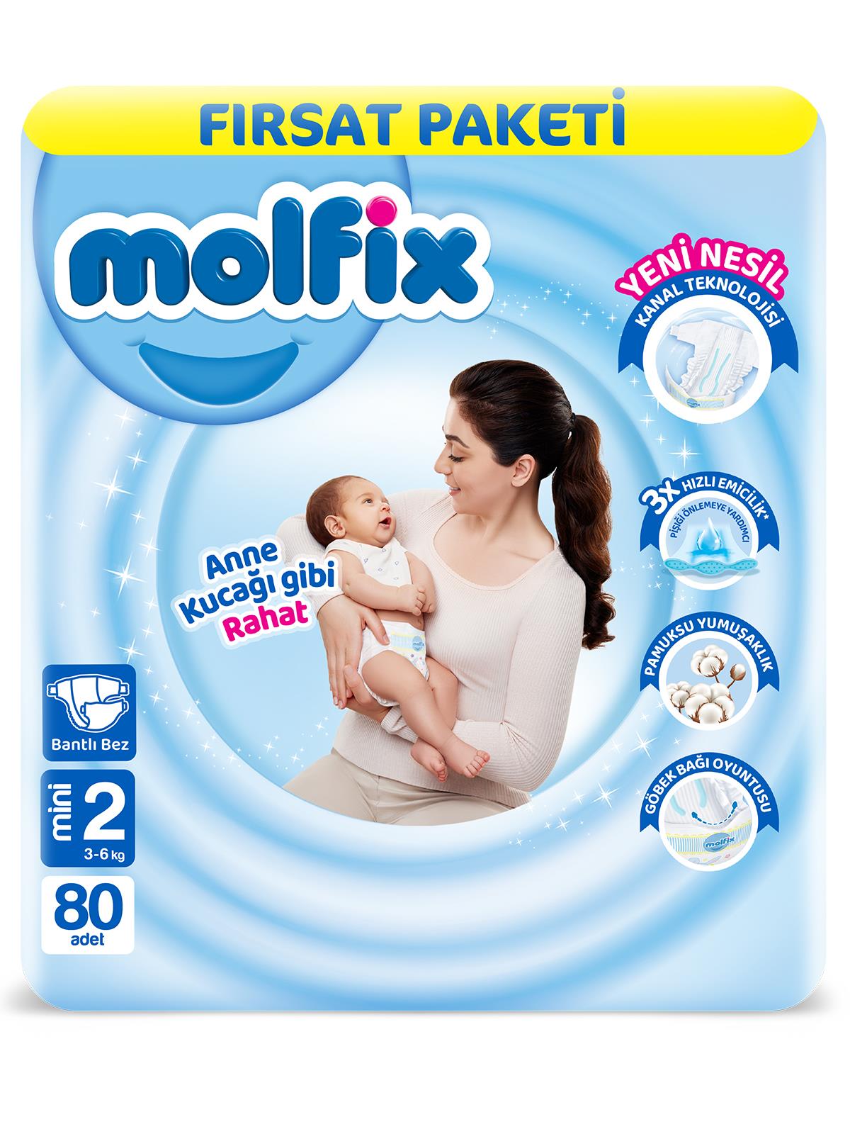 Molfix Bebek Bezi 2 Beden Mini Fırsat Paketi 80 Adet