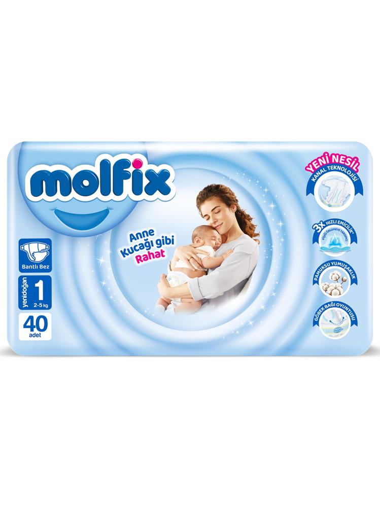 Molfix Yenidoğan Bebek Bezi 1 Numara 2-5 Kg 40 Adet