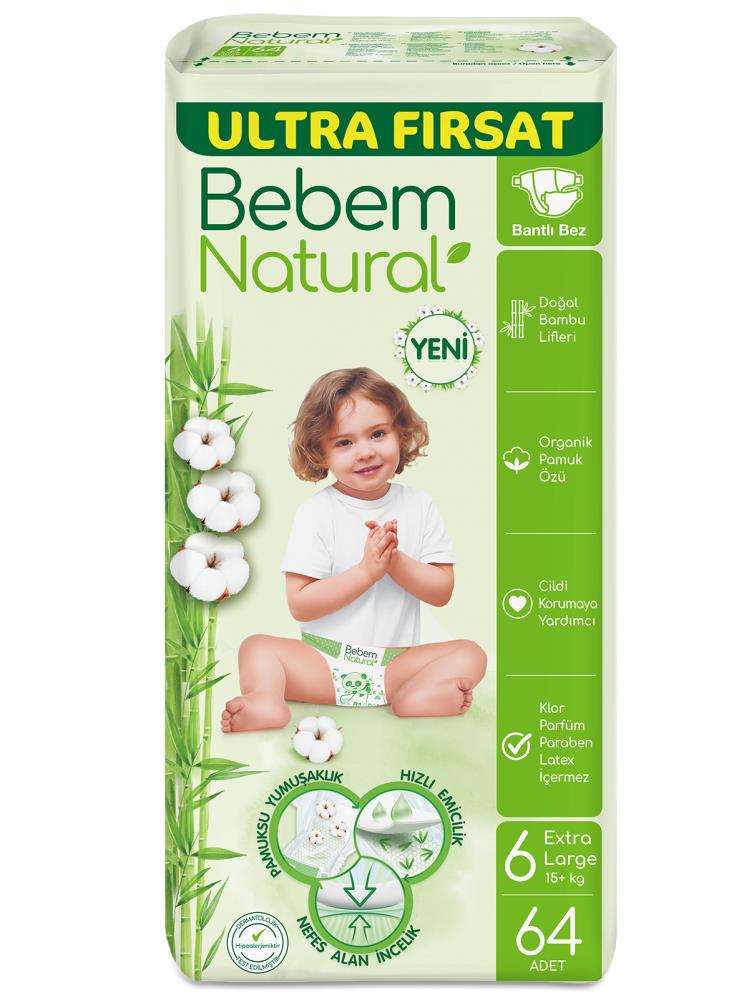 Bebem Natural 6 Beden Extra Large Ultra Fırsat Paketi 64 Adet