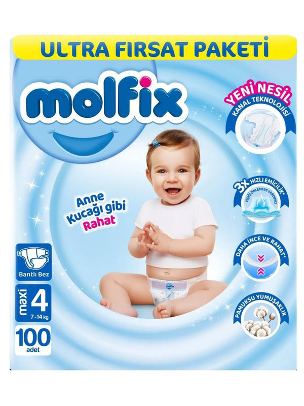 Molfix Bebek Bezi 4 Beden Maxi Ultra Fırsat Paketi 100 Adet