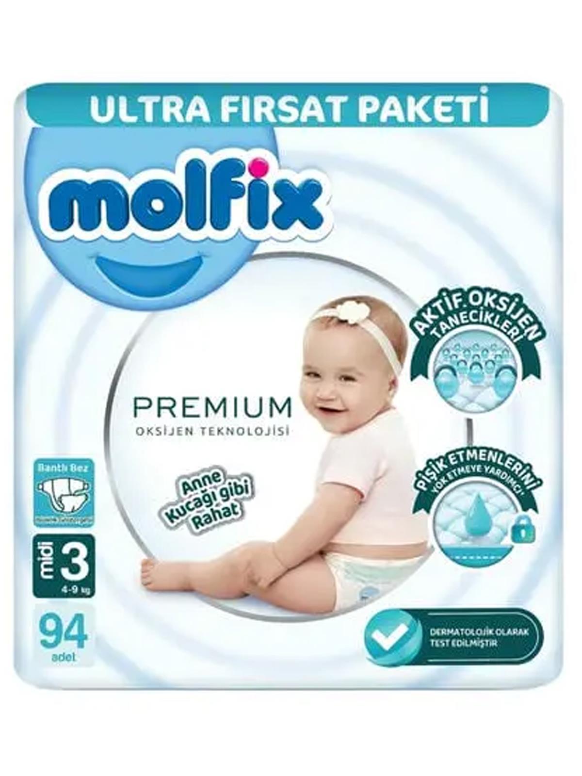 Molfix Premium Ultra Fırsat Paketi 3 Beden 94 Adet
