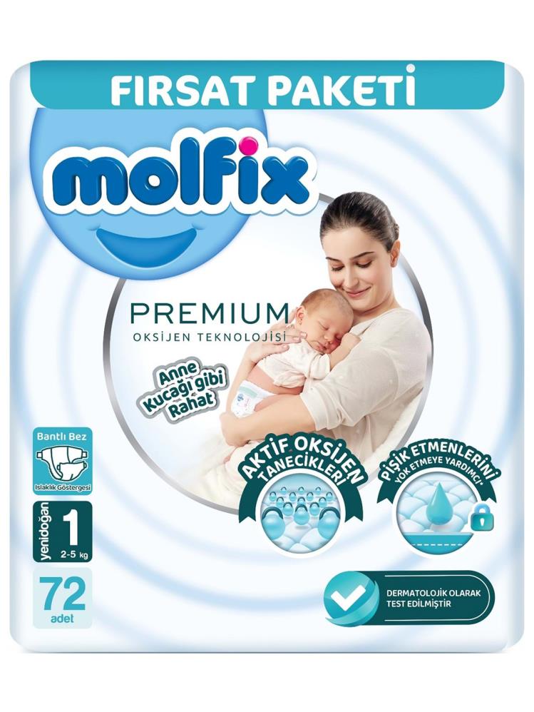 Molfıx Premium Bebek Bezi Yenidoğan Fırsat Paketi 72 Adet 1 Numara