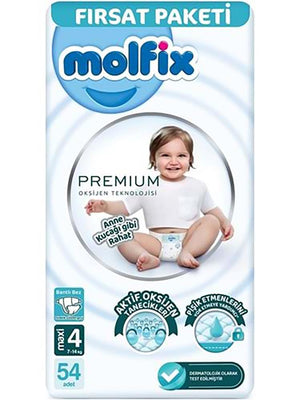 Molfix Premium Bebek Bezi Maxi Fırsat Paketi 54 Adet 4 Numara