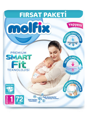 Molfix Bebek Bezi Premium Smart Fit 1 Beden Yenidoğan 72 Adet