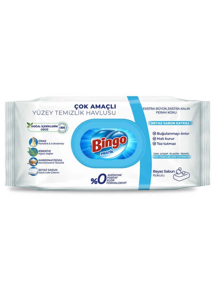 Bingo Yüzey Havlusu  Beyaz Sabun Kokulu 96 Lı