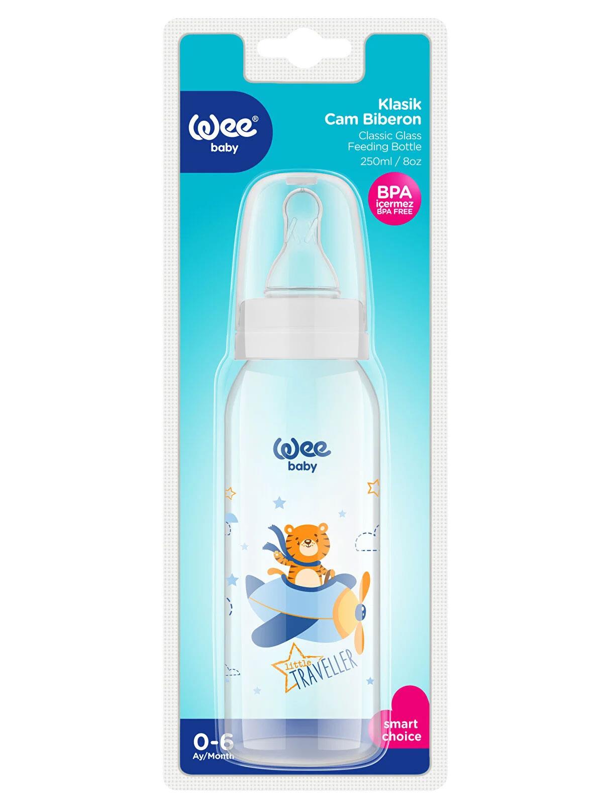 Wee Baby  Sılıkon Klasık Kıraz Uclu Cam Bıberon 250 ml