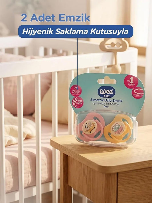 Wee Baby Duo Simetrik Uçlu Emzik 0-6 Ay No:1 - Sarı