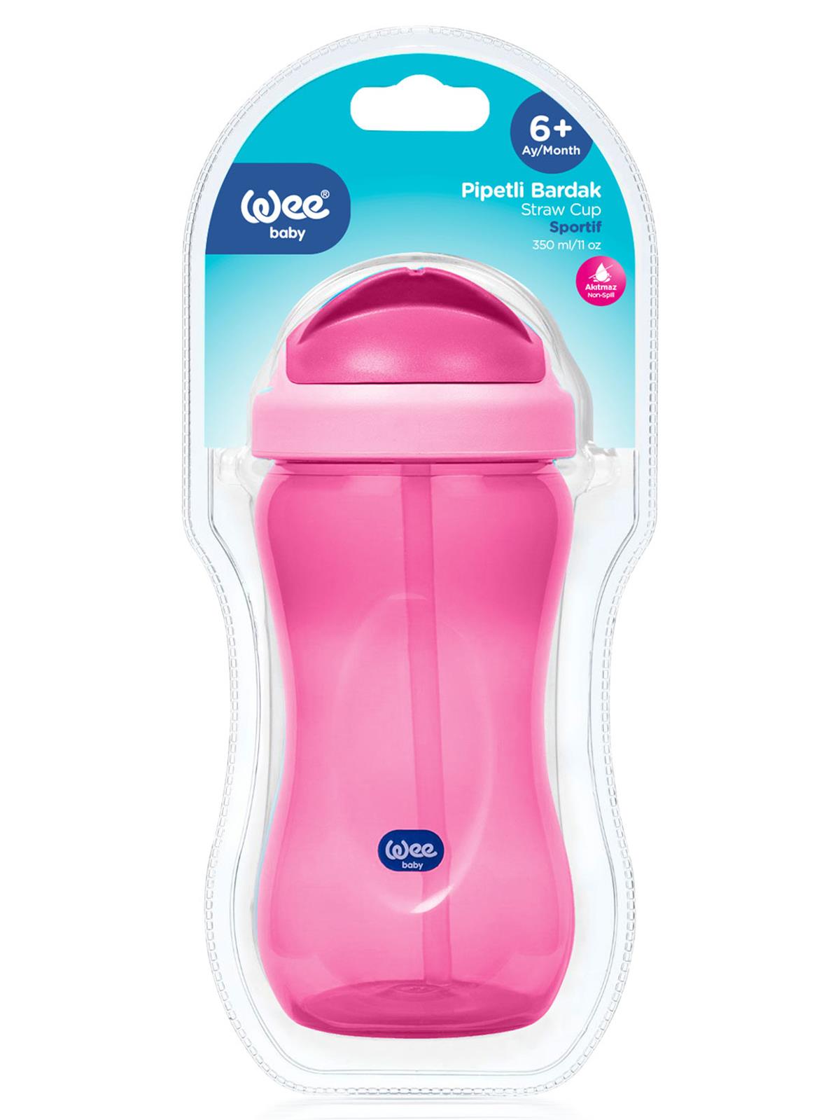 Wee Baby Renkli Pipetli Bardak 350 ml - Pembe