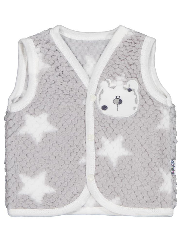 Minidamla Ayı Nakışlı 1-9 Ay Yelek - Gri