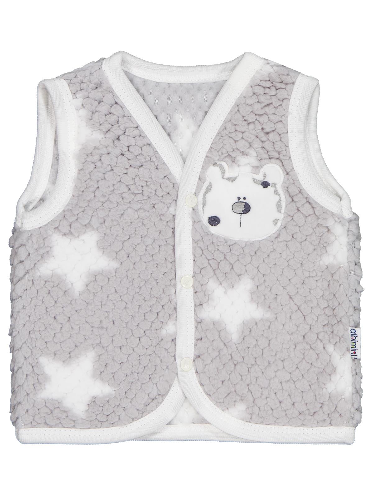 Minidamla Ayı Nakışlı 1-9 Ay Yelek - Gri