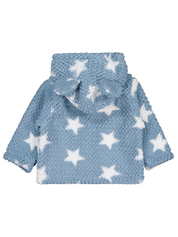 Minidamla Ayı Nakışlı Kapşonlu Mont 1-9 Ay Hırka - Mavi
