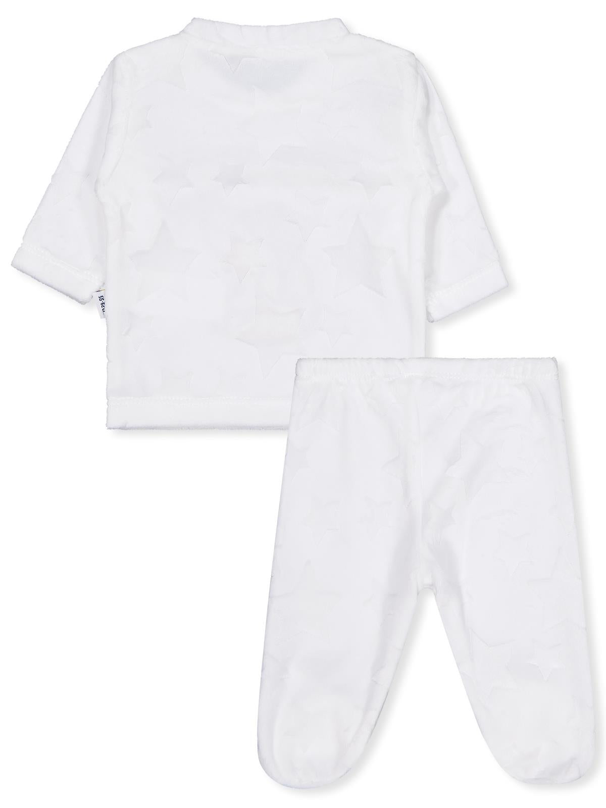 Minidamla Filli Nakış Patikli 2Li 1-6 Ay Pijama Takımı - Ekru