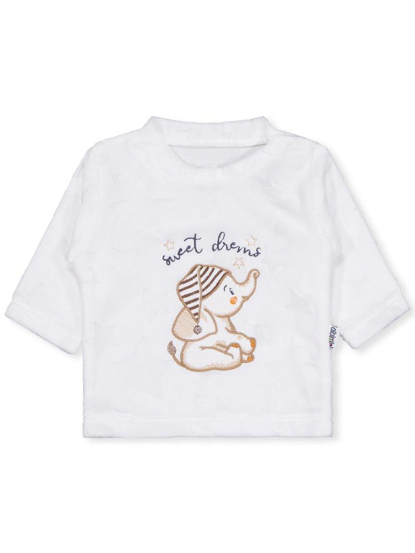 Minidamla Filli Nakış Patikli 2Li 1-6 Ay Pijama Takımı - Ekru