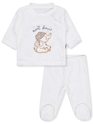 Minidamla Filli Nakış Patikli 2Li 1-6 Ay Pijama Takımı - Ekru