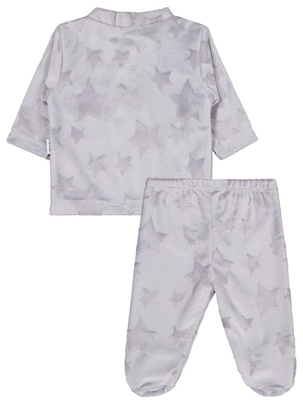 Minidamla Filli Nakış Patikli 2Li 1-6 Ay Pijama Takımı - Gri