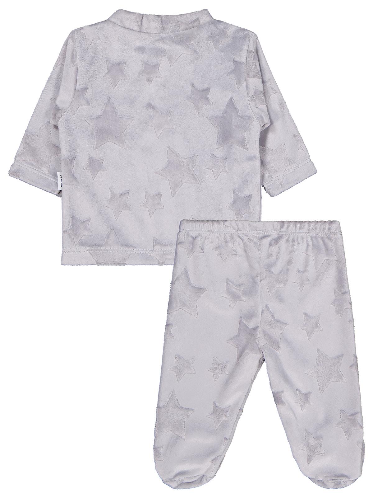 Minidamla Filli Nakış Patikli 2Li 1-6 Ay Pijama Takımı - Gri