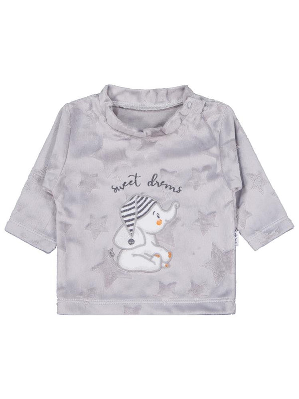 Minidamla Filli Nakış Patikli 2Li 1-6 Ay Pijama Takımı - Gri