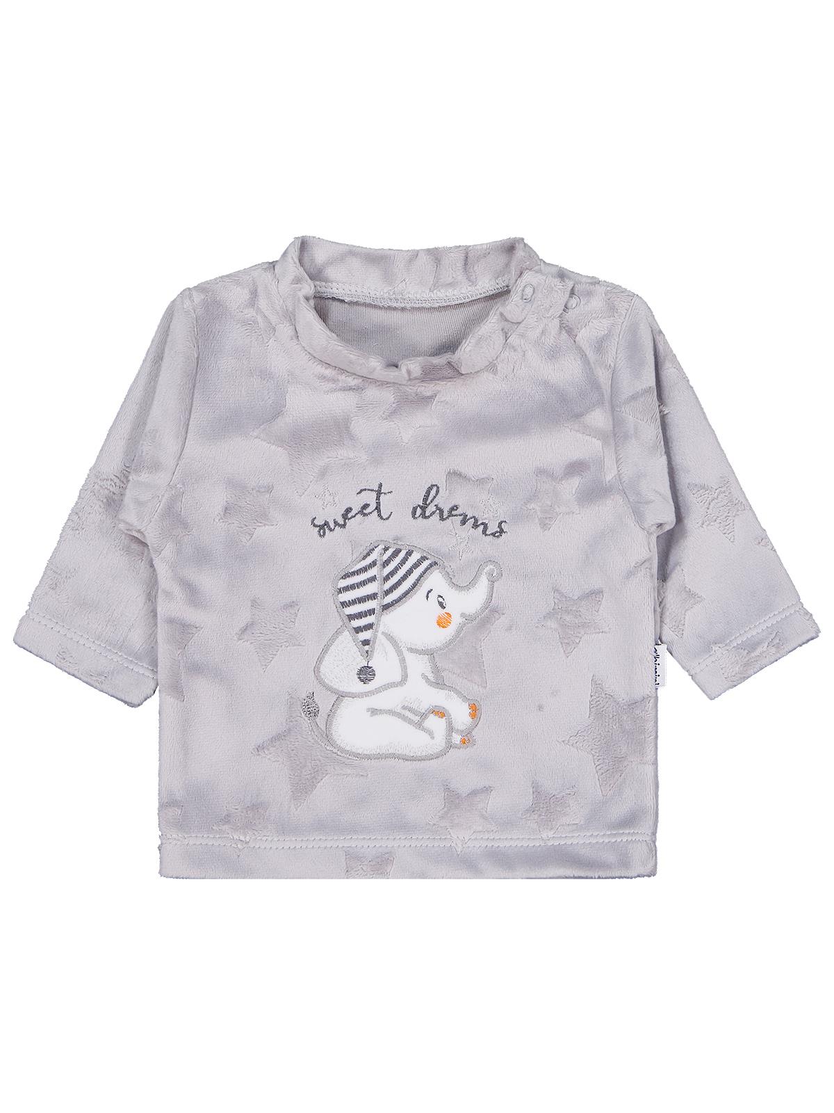 Minidamla Filli Nakış Patikli 2Li 1-6 Ay Pijama Takımı - Gri