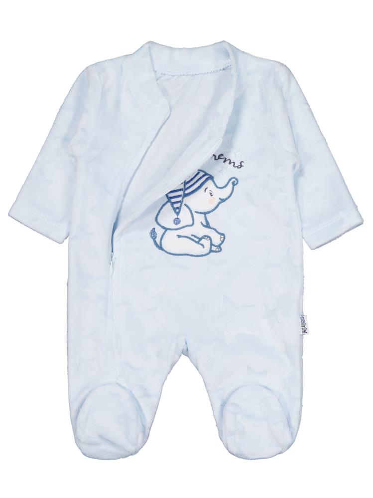 Minidamla Filli Nakış Fermuarlı 1-6 Ay Tulum - Mavi