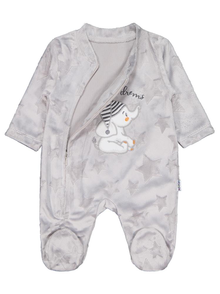 Minidamla Filli Nakış Fermuarlı 1-6 Ay Tulum - Gri