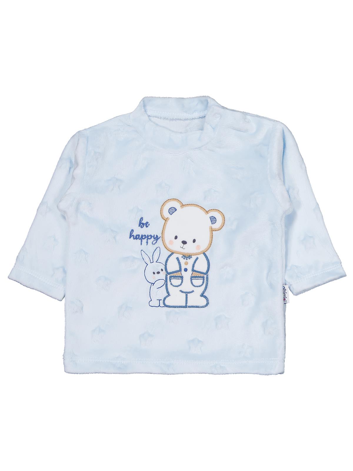 Albimini Tavşanlı Ayı Patikli 2Li Pijama Takım 1-6 Ay Pijama Takımı - Mavi