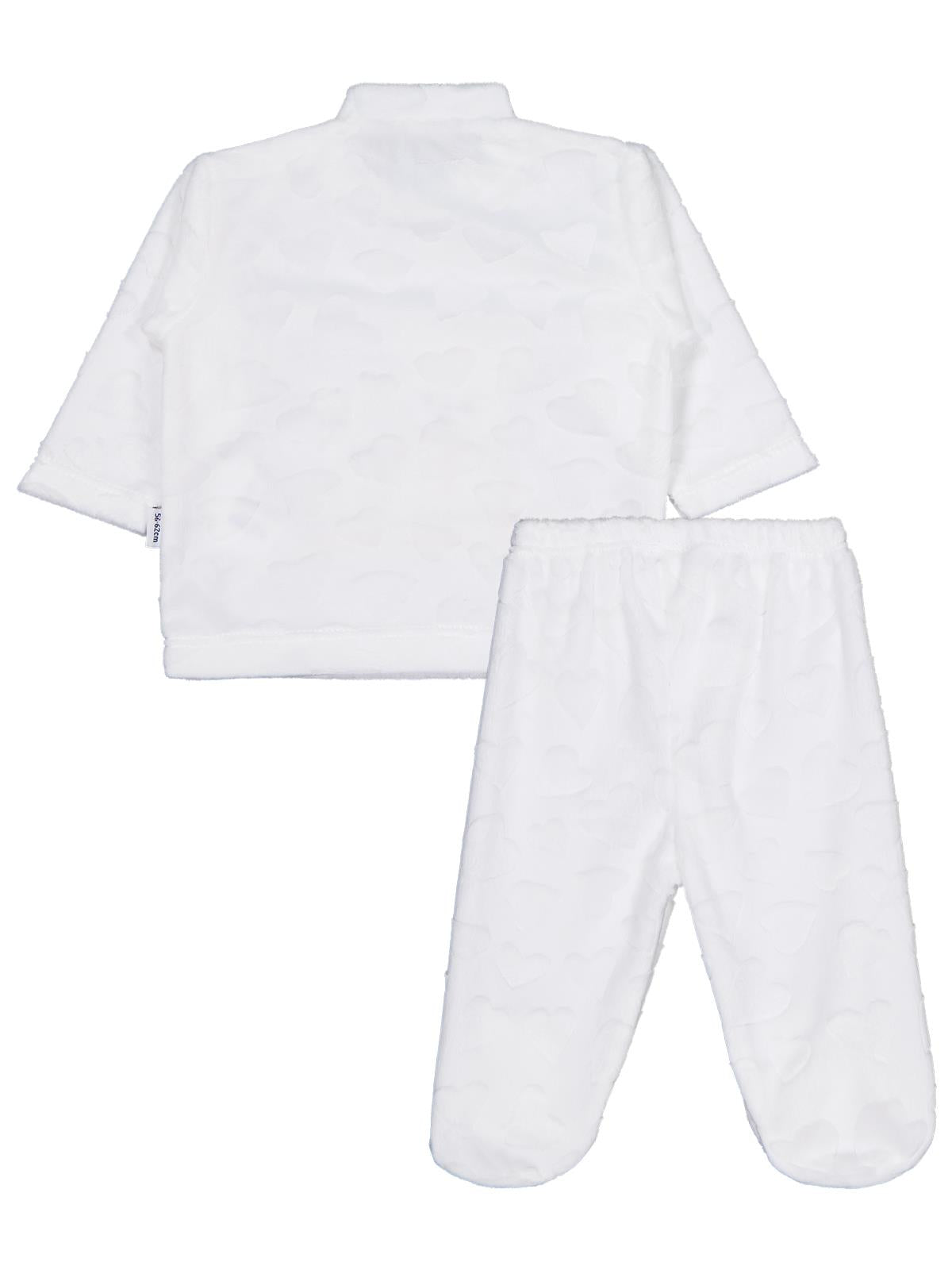 Albimini Kız Ayı Tavşan Nakış Patikli 2Li Pijama Takım 1-6 Ay - Ekru