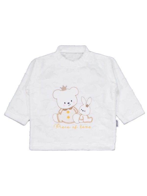 Minidamla Kız Ayı Tavşan Nakış Patikli 2Li Pijama Takım 1-6 Ay - Ekru