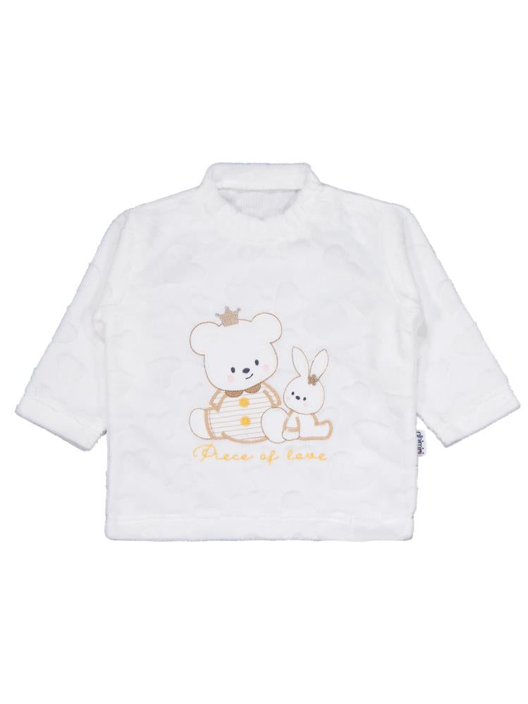 Minidamla Kız Ayı Tavşan Nakış Patikli 2Li Pijama Takım 1-6 Ay - Ekru