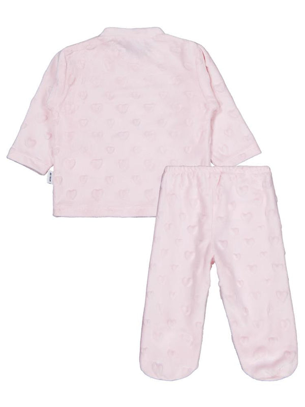 Minidamla Kız Ayı Tavşan Nakış Patikli 2Li Pijama Takım 1-6 Ay - Pembe
