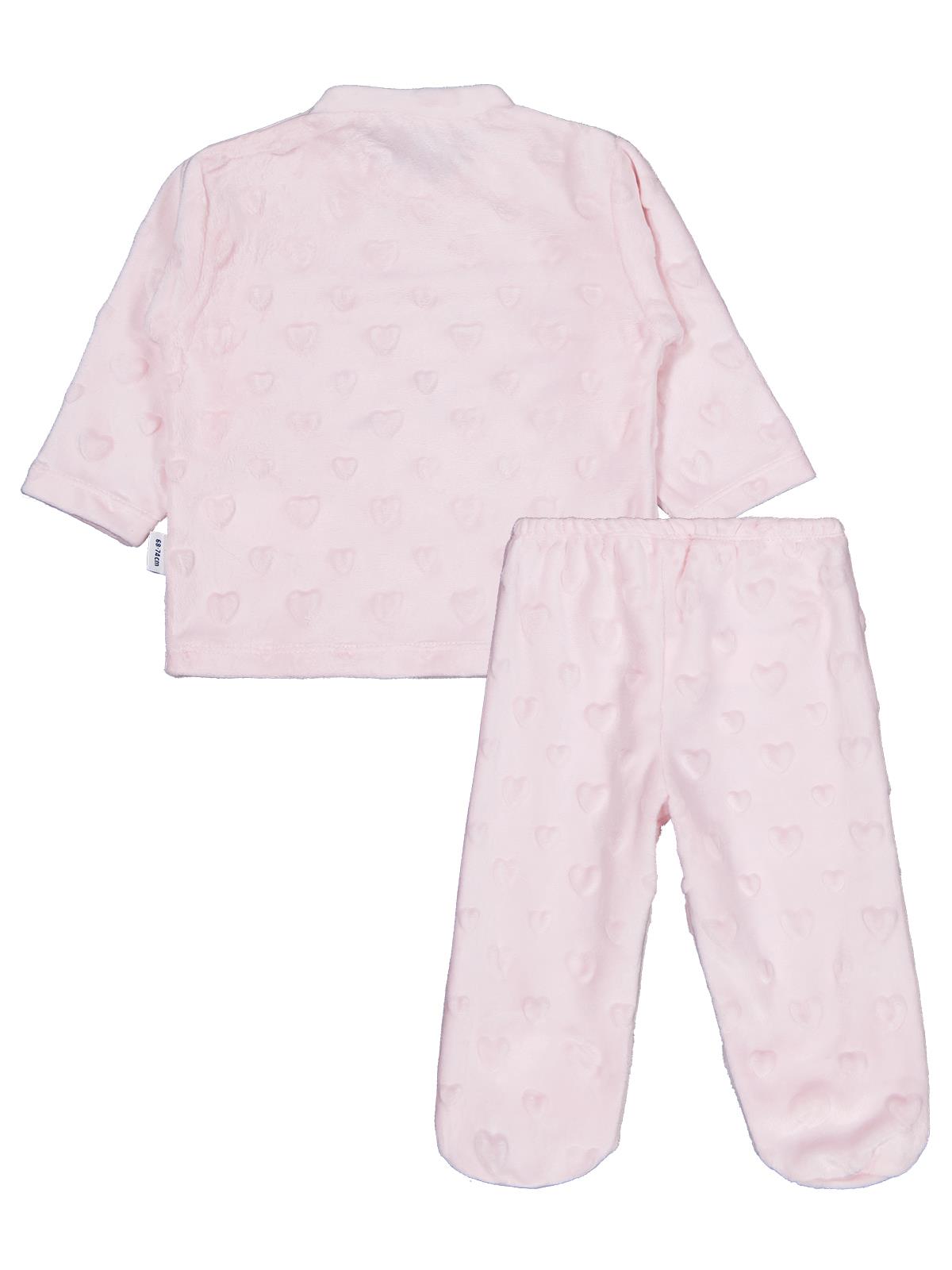 Albimini Kız Ayı Tavşan Nakış Patikli 2Li Pijama Takım 1-6 Ay - Pembe
