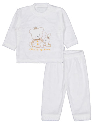 Albimini Kız Ayı Tavşan Nakış 2Li 1-6 Ay Takım - Ekru