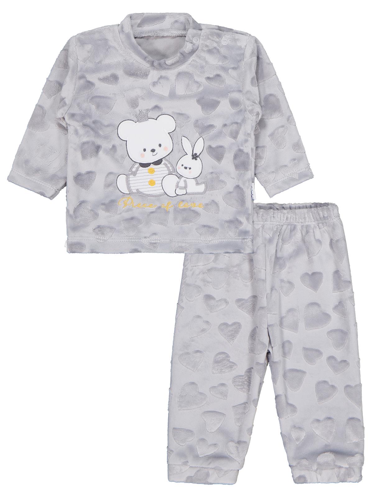 Albimini Kız Ayı Tavşan Nakış 2Li 1-6 Ay Takım - Gri